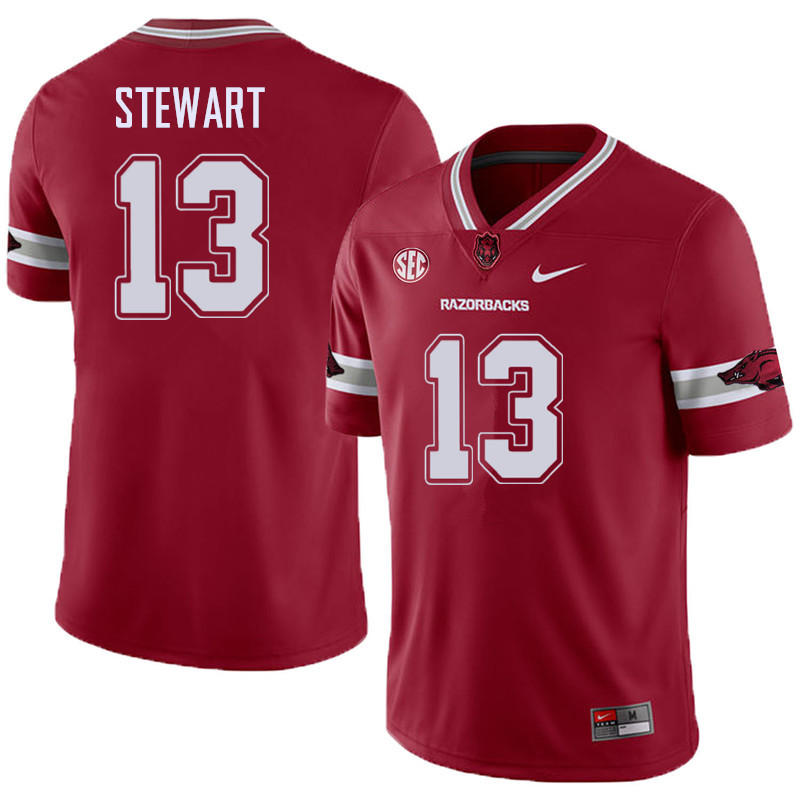 Men #13 Deon Stewart Arkansas Razorback College Football Alternate Jerseys Sale-Cardinal - Click Image to Close